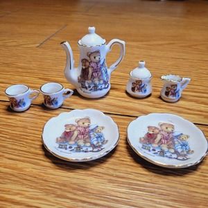 Vtg Bear Henry & Friends Teddy's Play Tea Set Porcelain Ruetter Germany